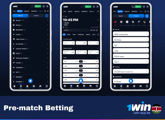 Pre-Match Betting Options at 1WIn Kenya App