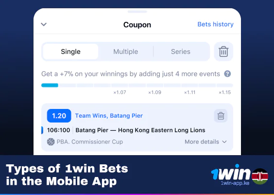 Use Single, Multiple or Series Betting Betslip - 1Win
