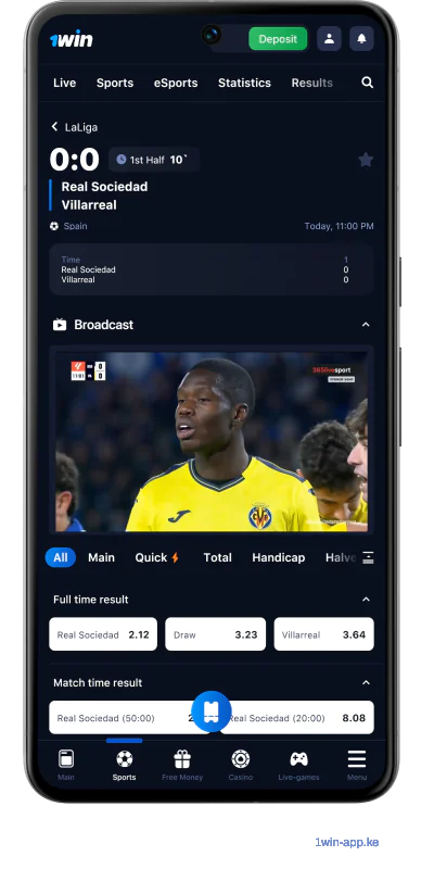 1Win Kenya App - Sports
